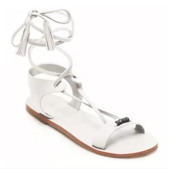 FREE PEOPLE Bryn Marr Wrap Sandals in White size EU 40, converts to US 10 - Picture 1 of 12